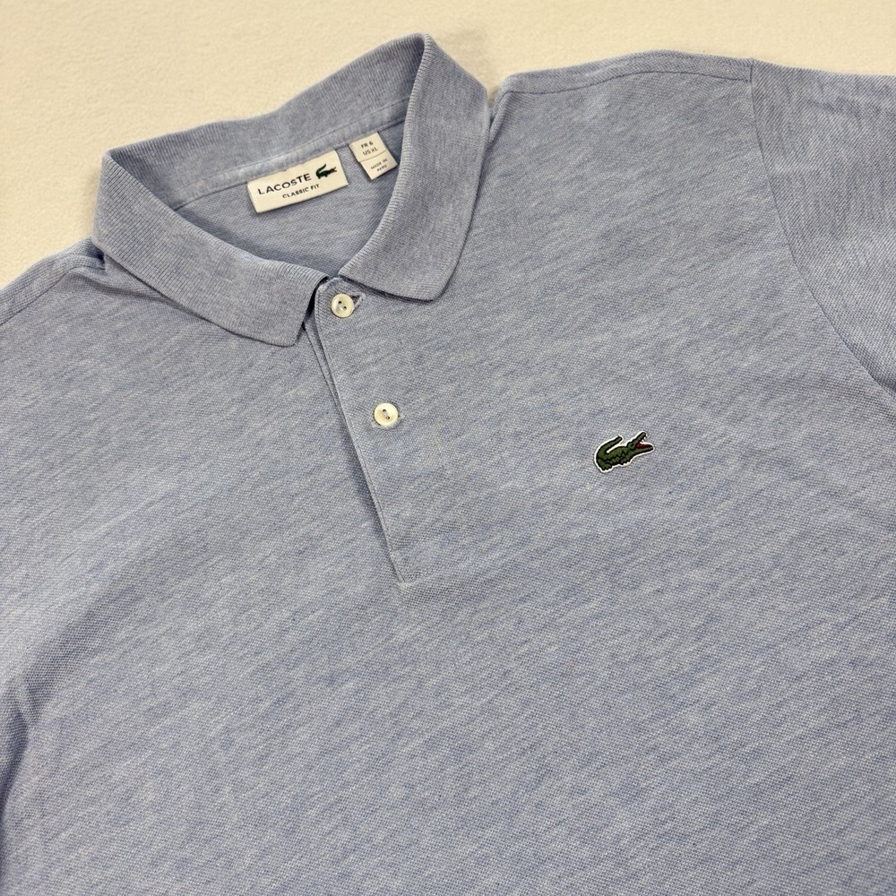 Lacoste Men's Size 6 EU XL Light Blue Short Sleeve 100% Cotton Golf Polo Shirt